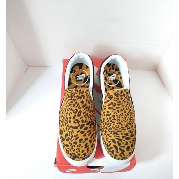 New! NIKE Women's Court Legacy Leopard Print Slip-on Sneakers Shoes Brown 6 - Picture 7 of 10